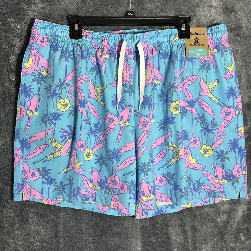 Chubbies Mens Size 2XL Blue The Flock Parties 5.5" Swim Trunks